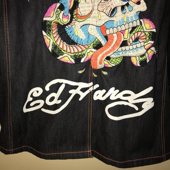 Men's Ed Hardy by Christian Audigier Denim Blazer Jacket-Size 4XL - Picture 11 of 12